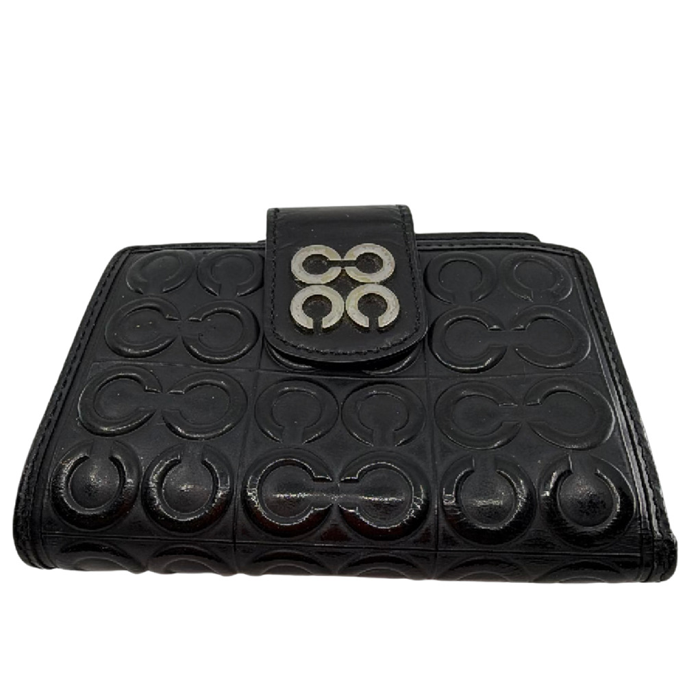 Coach Signature Embossed Black Patent Leather Wallet